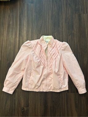 80s vintage Light Pink Pleated Front Zip Jacket